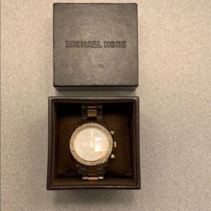 Michael Kors Women’s Clear Acrylic and Gold Watch